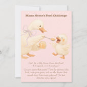 Invitation A silly Goose Pink Baby Food Challenge Game Sign (Devant)