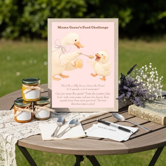 Invitation A silly Goose Pink Baby Food Challenge Game Sign