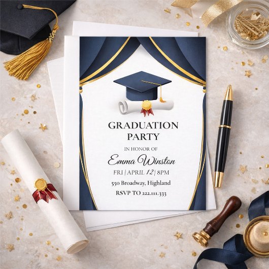 Invitation A simple graduation ceremony with four photographs
