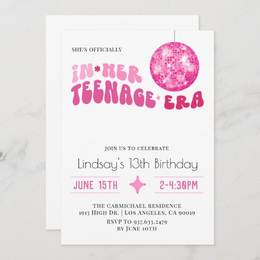 Invitation À son âge d'adolescence Anniversaire Super (Devant / Derrière)