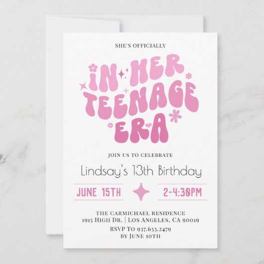 Invitation À son âge d'adolescence Anniversaire Super (Devant)