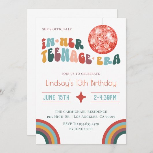 Invitation À son âge d'adolescence Anniversaire Super (Devant / Derrière)