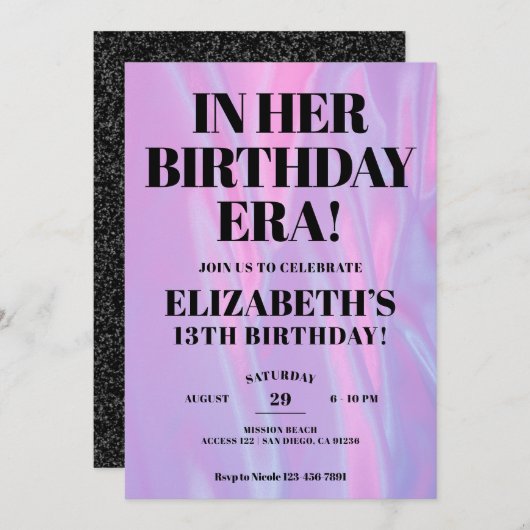 Invitation À Son Âge D'Anniversaire À N'Importe Quel Âge Eras (Devant / Derrière)