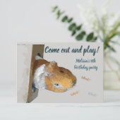 Invitation à sortir et jouer avec les cochons d'In (Debout devant)