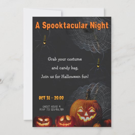 Invitation A Spooktacular Night | Pumpkins & Spider Halloween (Devant)