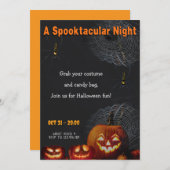 Invitation A Spooktacular Night | Pumpkins & Spider Halloween (Devant / Derrière)
