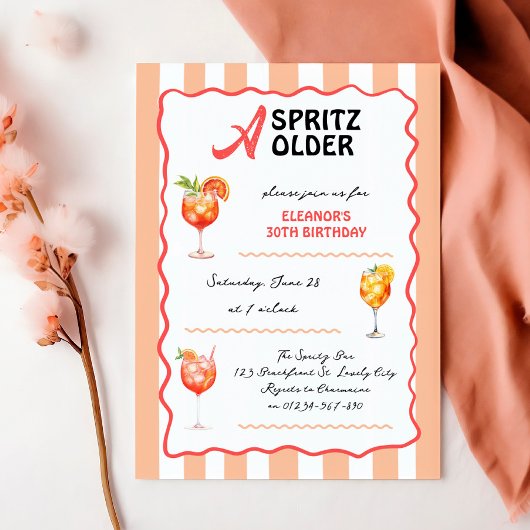 Invitation A Spritz Older Any Age Cocktail Birthday Party