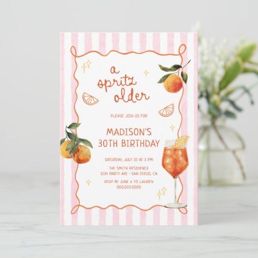 Invitation A Spritz Older Hand Drawn Birthday (Debout devant)