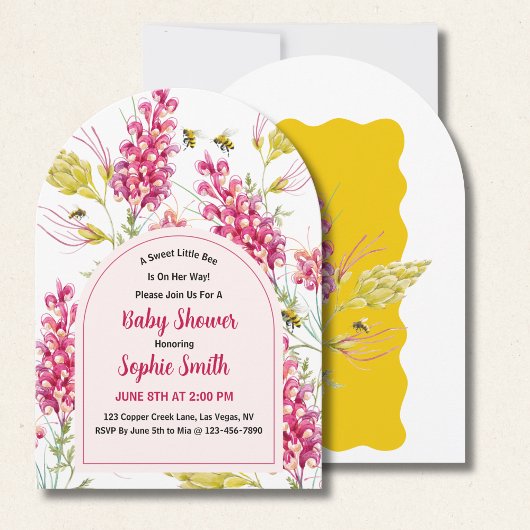 Invitation A Sweet Little Bee Is On Her Way Arch