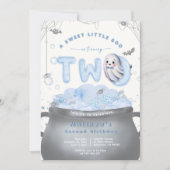 Invitation A Sweet Little Boo Is Turning Two Blue Birthday (Devant)