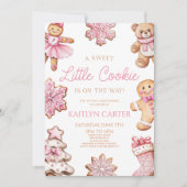 Invitation A Sweet Little Cookie Pink Gingerbread Baby Shower (Devant)