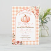 Invitation A Sweet Little Pumpkin Baby Shower Fall Autumn (Debout devant)