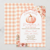 Invitation A Sweet Little Pumpkin Baby Shower Fall Autumn (Devant / Derrière)