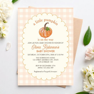 Invitation A sweet Little Pumpkin is on the way baby shower