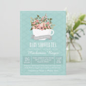 Invitation à thé Baby shower Floral Teacup (Debout devant)