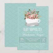 Invitation à thé Baby shower Floral Teacup (Devant / Derrière)