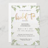 Invitation à thé pour mariée verte et or (Devant / Derrière)