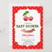 Invitation à thème baby shower cerise (Devant)