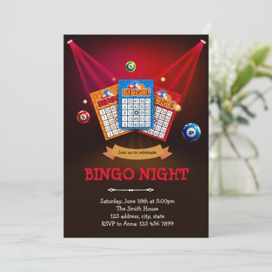 Invitation à thème Bingo night (Debout devant)