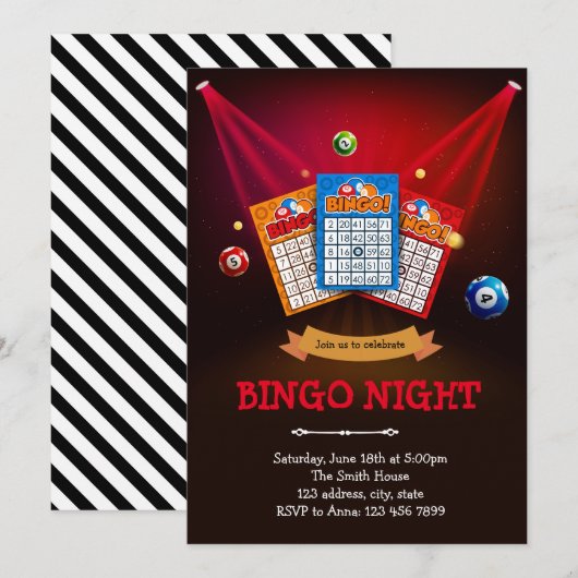 Invitation à thème Bingo night (Devant / Derrière)