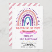 Invitation à thème Boho violet arc-en-ciel (Devant / Derrière)