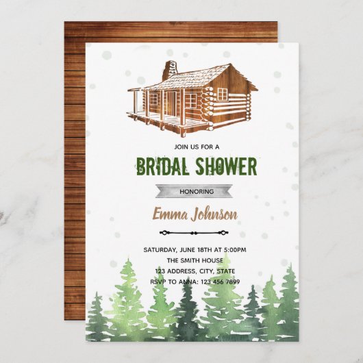 invitation à thème cabine bois (Devant / Derrière)