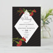 Invitation à thème Carnations Mariages noir et rou (Debout devant)