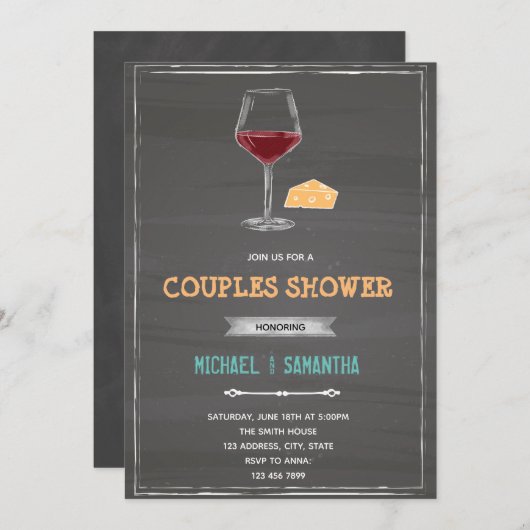 Invitation à thème Chalkboard (Devant / Derrière)