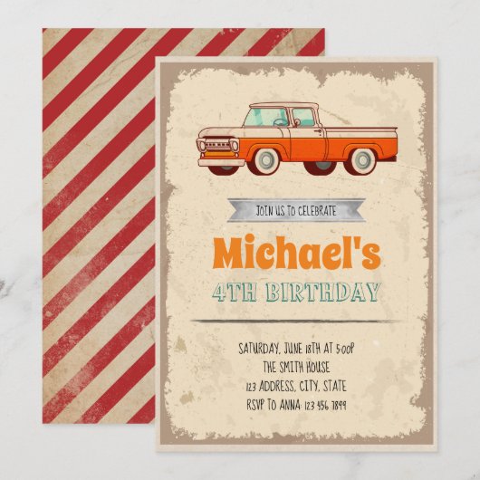 Invitation à thème classique pour l'anniversaire d (Devant / Derrière)