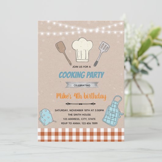 Invitation à thème cuisine garçon (Debout devant)