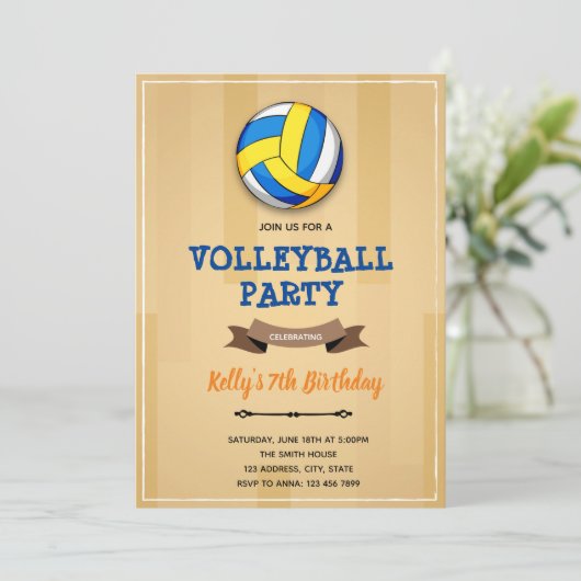 Invitation à thème d'anniversaire de volley-ball (Debout devant)