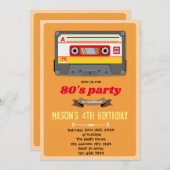 Invitation à thème d'anniversaire vintage cassette (Devant / Derrière)