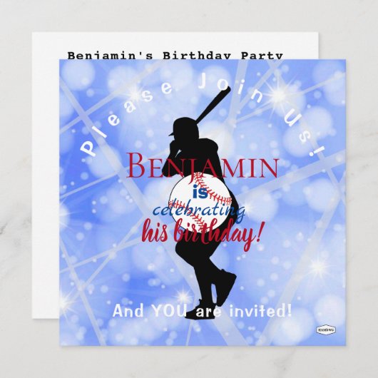 Invitation à thème de baseball HAMbWG (Devant / Derrière)