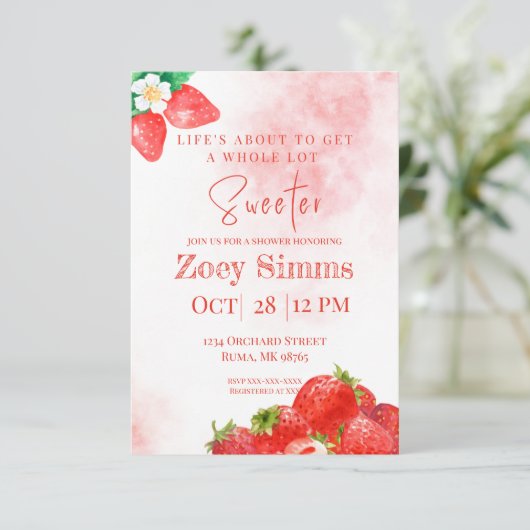 Invitation à thème de fraise rouge (Debout devant)