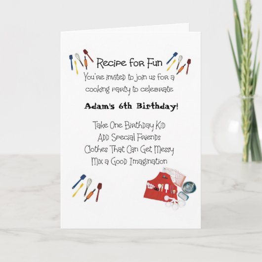 Invitation à thème de la Cuisine pour enfants (Devant)