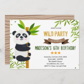 Invitation à thème de la fête d'anniversaire Panda (Devant / Derrière)