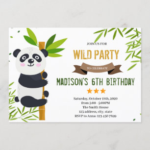 Invitation à thème de la fête d'anniversaire Panda