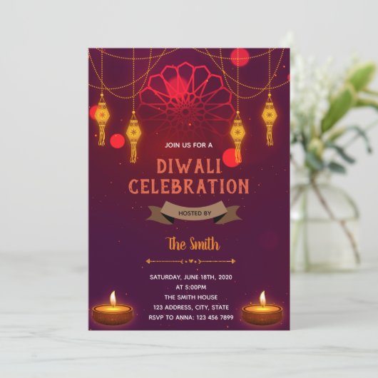 Invitation à thème de la fête de Diwali (Debout devant)
