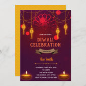 Invitation à thème de la fête de Diwali (Devant / Derrière)