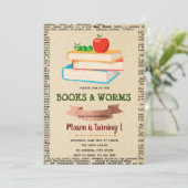 Invitation à thème de la fête du ver de livre (Debout devant)