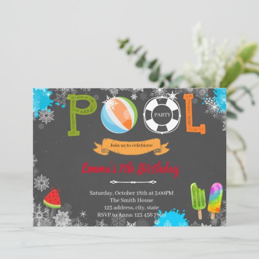 Invitation à thème de la piscine d'hiver (Debout devant)