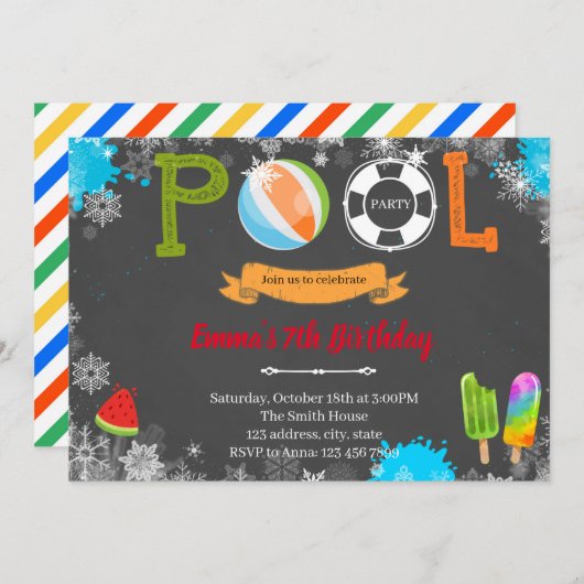 Invitation à thème de la piscine d'hiver (Devant / Derrière)