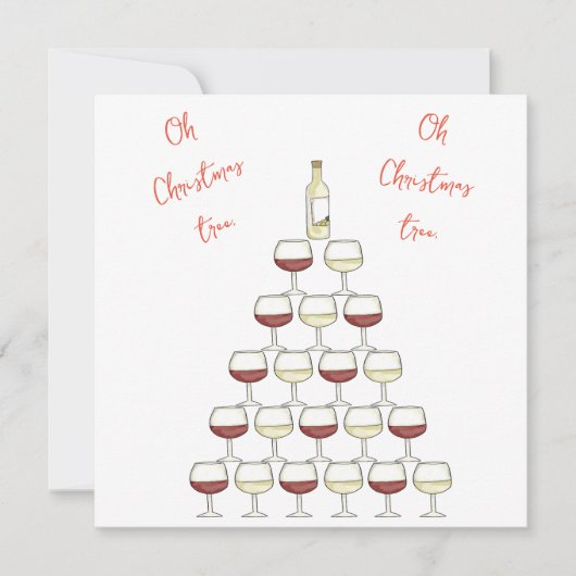 Invitation à thème de Noël; vin; verre de vin (Devant)