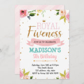 Invitation à thème de princesse royale de fiveness (Devant / Derrière)