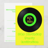 Invitation à thème des années 80 album vinyle rétr (Devant / Derrière)