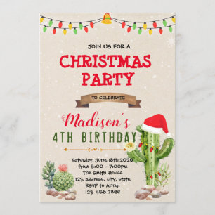 Invitation à thème des cactus de Noël