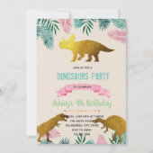 Invitation à thème dinosaure de feuille d'or (Devant)