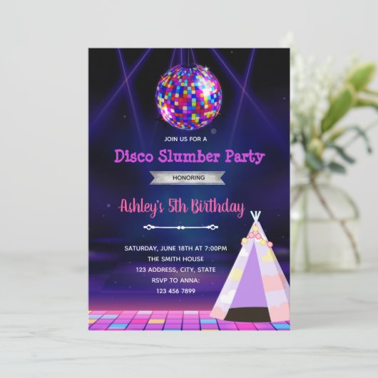 Invitation à thème Disco slumber (Debout devant)