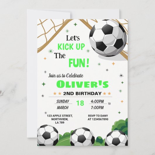 Invitation à thème du 2e anniversaire de football (Devant)