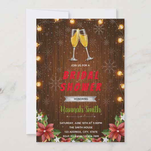 invitation à thème du champagne de Noël (Devant)